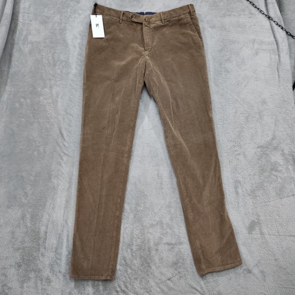 NEW $445 -‎ PT Torino Pants 38X36 Men's Light Brown Slim Fit Corduroy Tapered